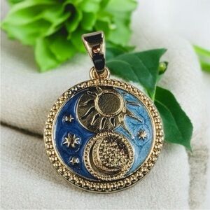 18K Gold Plated Blue Moon & Stars Pendant Necklace